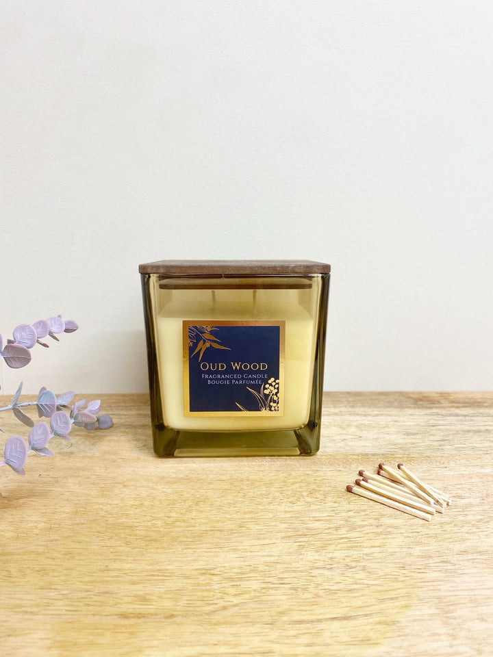 Oud Wood Scented Candle With Wooden Lid - Smiddy Furniture-2