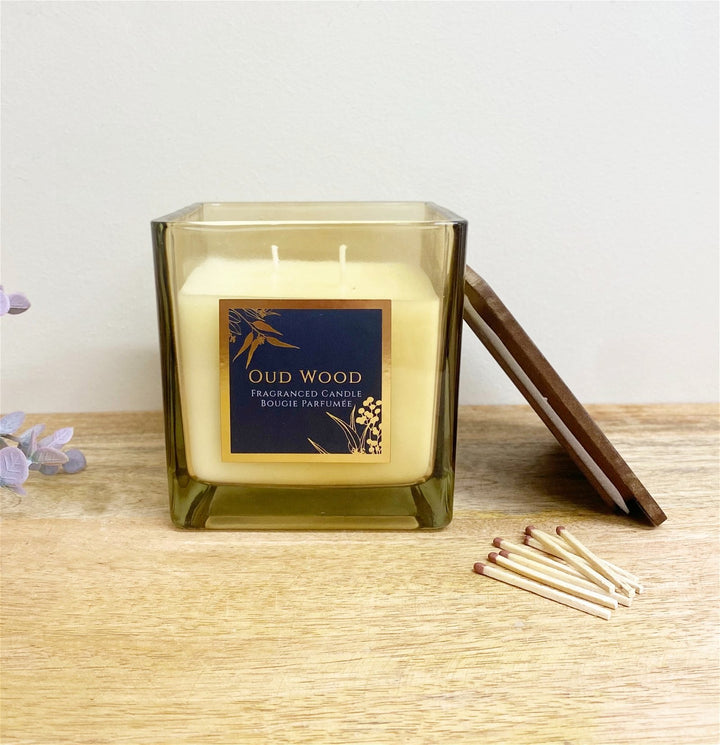 Oud Wood Scented Candle With Wooden Lid - Smiddy Furniture-3