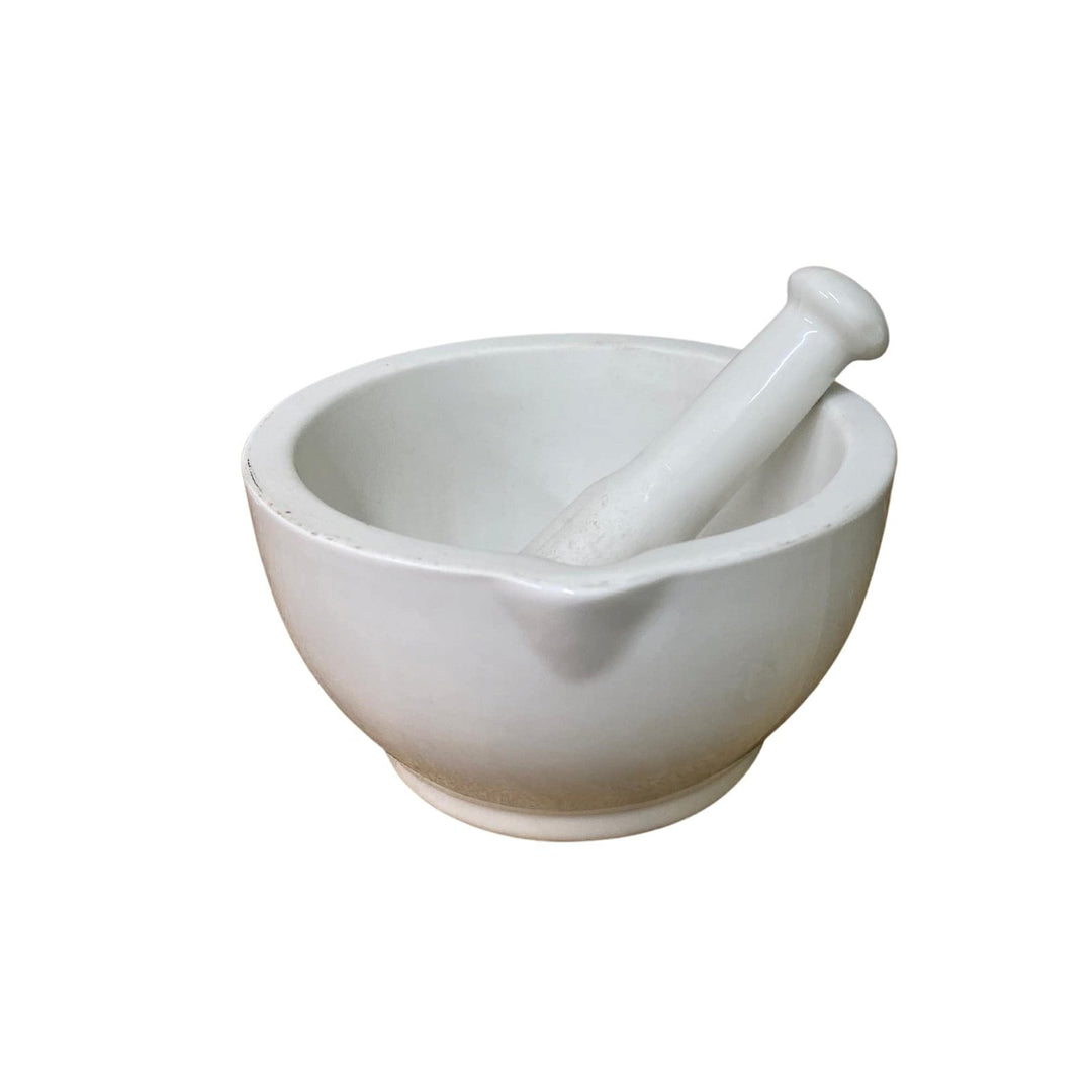 Stoneware Pestle & Mortar in White - Smiddy Furniture-1