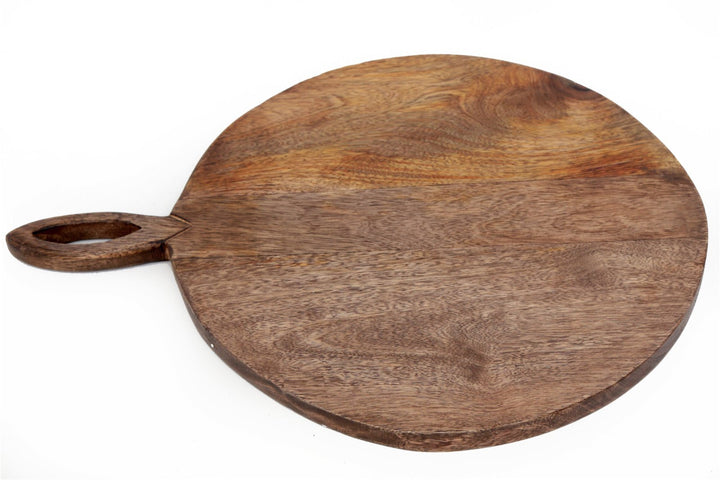 Circular Wooden Chopping Board With Carved Handle 49cm-Smiddy Furniture