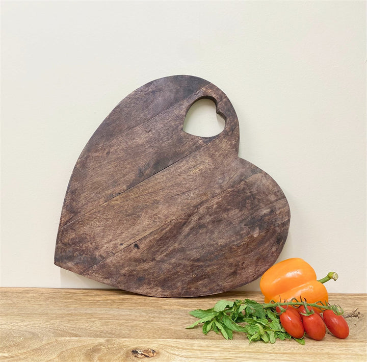 Heart Shaped Wooden Chopping Board 40cm-Smiddy Furniture