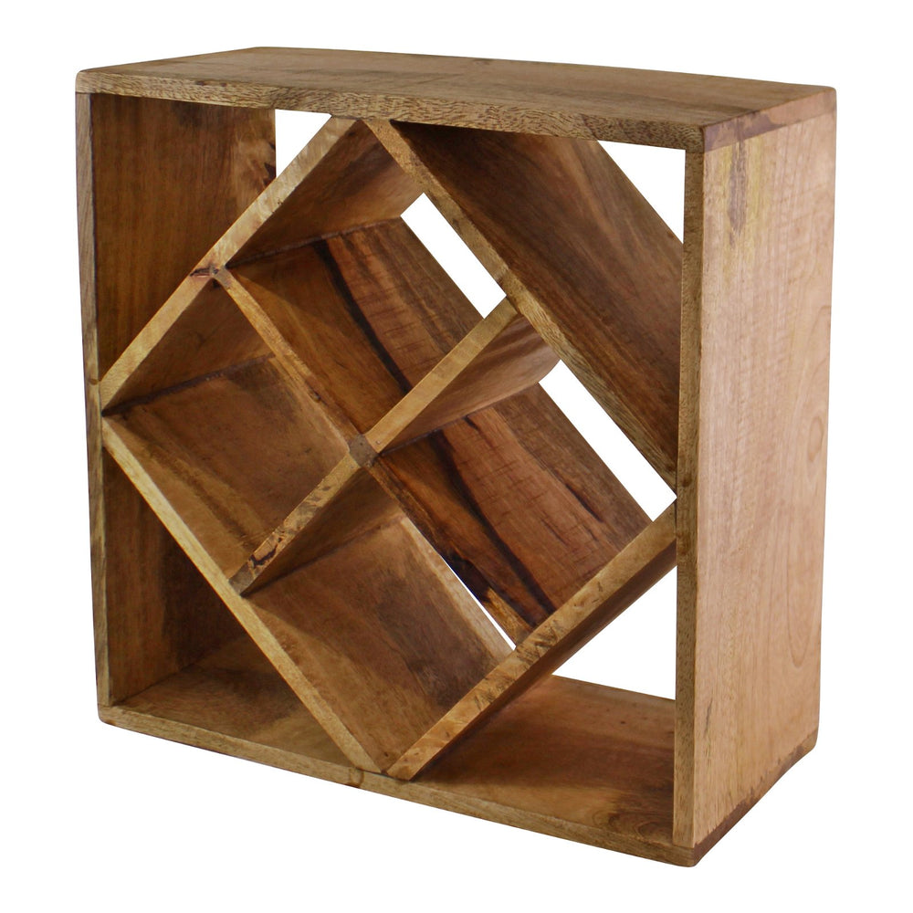 Small Mango Wood Wine Rack, Holds 4 Bottles - Smiddy Furniture-2