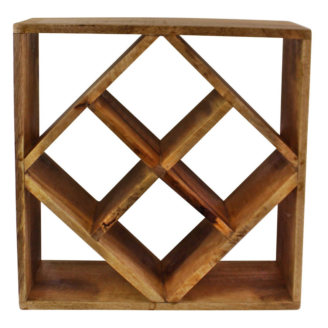 Small Mango Wood Wine Rack, Holds 4 Bottles - Smiddy Furniture-1