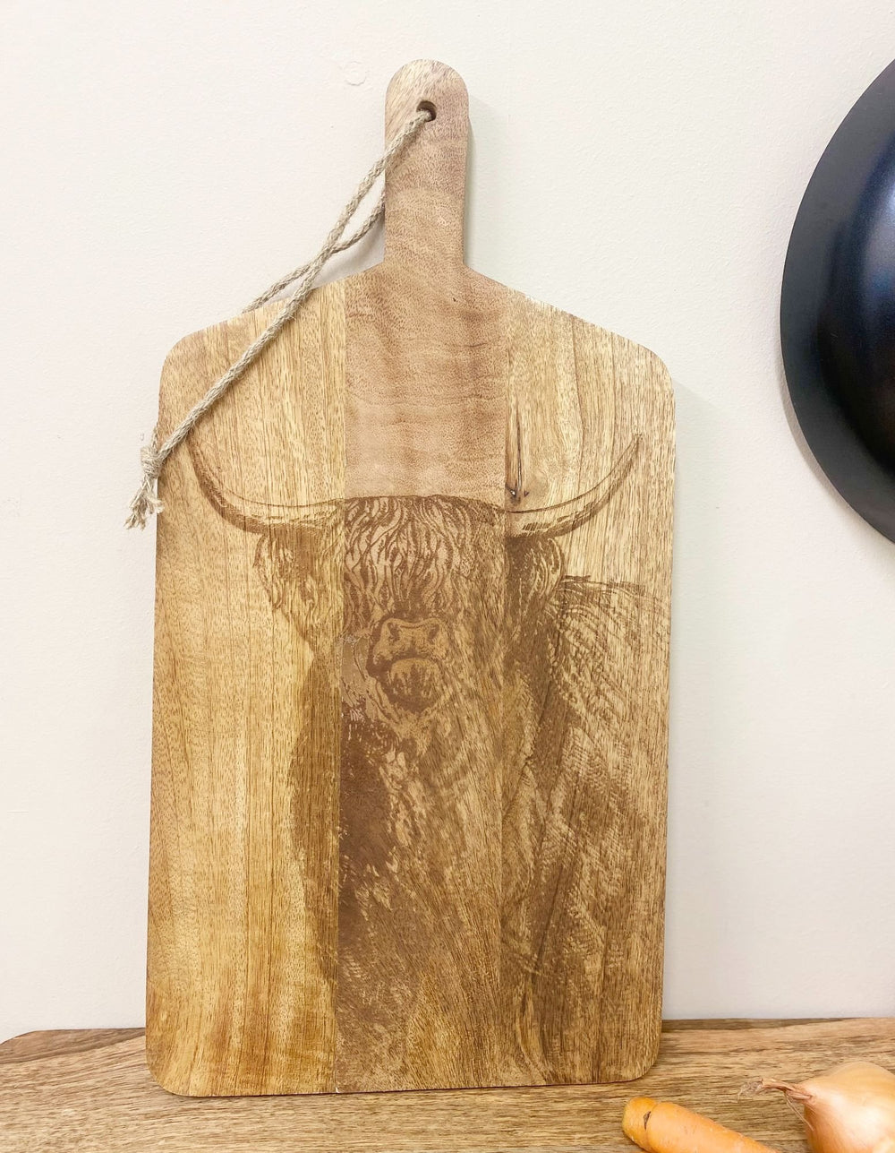 Wooden Chopping Board With Highland Cow Engraving 50cm - Smiddy Furniture-2