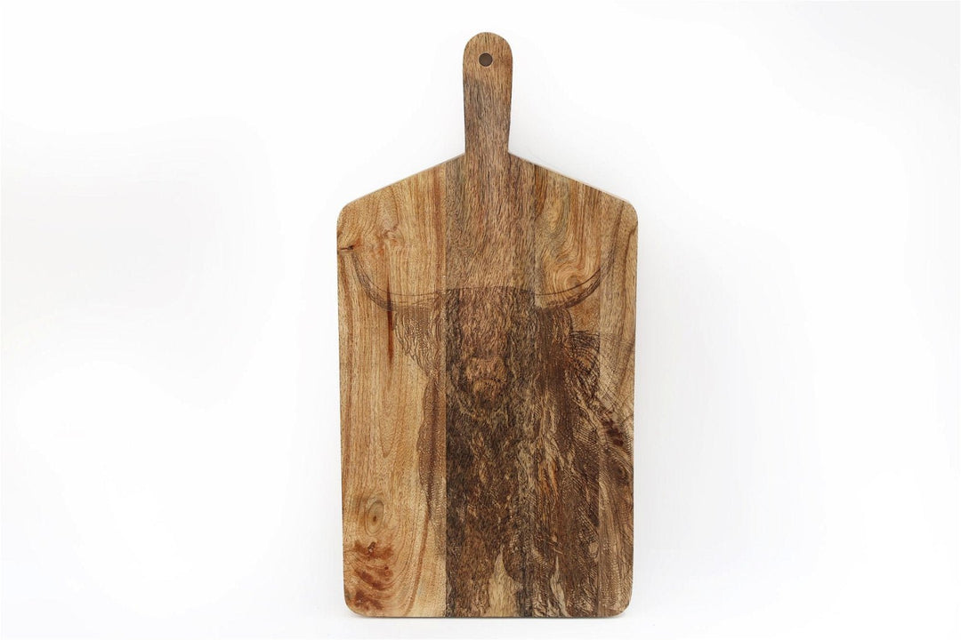 Wooden Chopping Board With Highland Cow Engraving 50cm - Smiddy Furniture-1