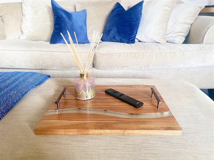 Acacia Wood Tray With Handles - Smiddy Furniture-3