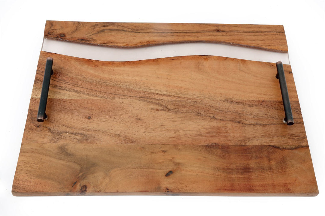 Acacia Wood Tray With Handles - Smiddy Furniture-1