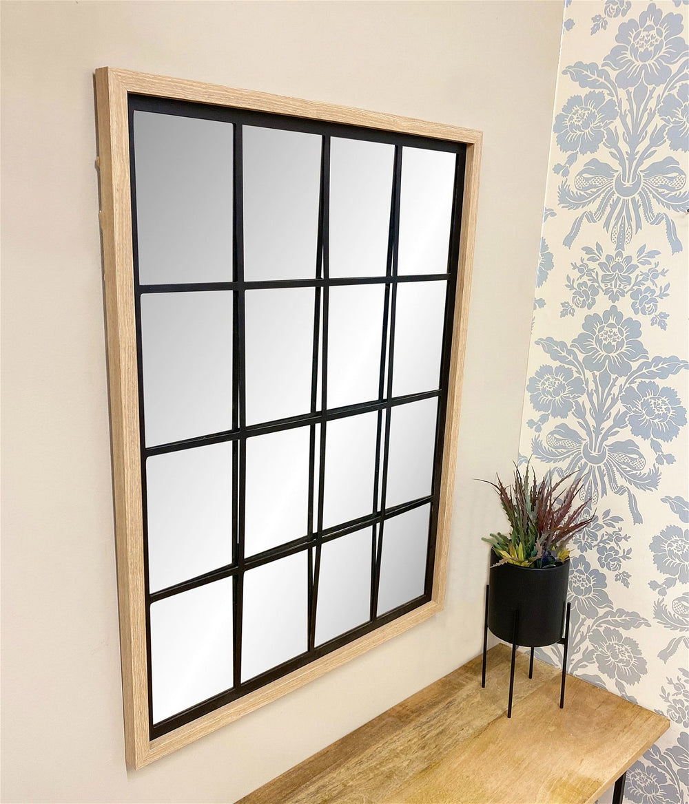 Natural Wood Effect Window Mirror 80cm - Smiddy Furniture-2