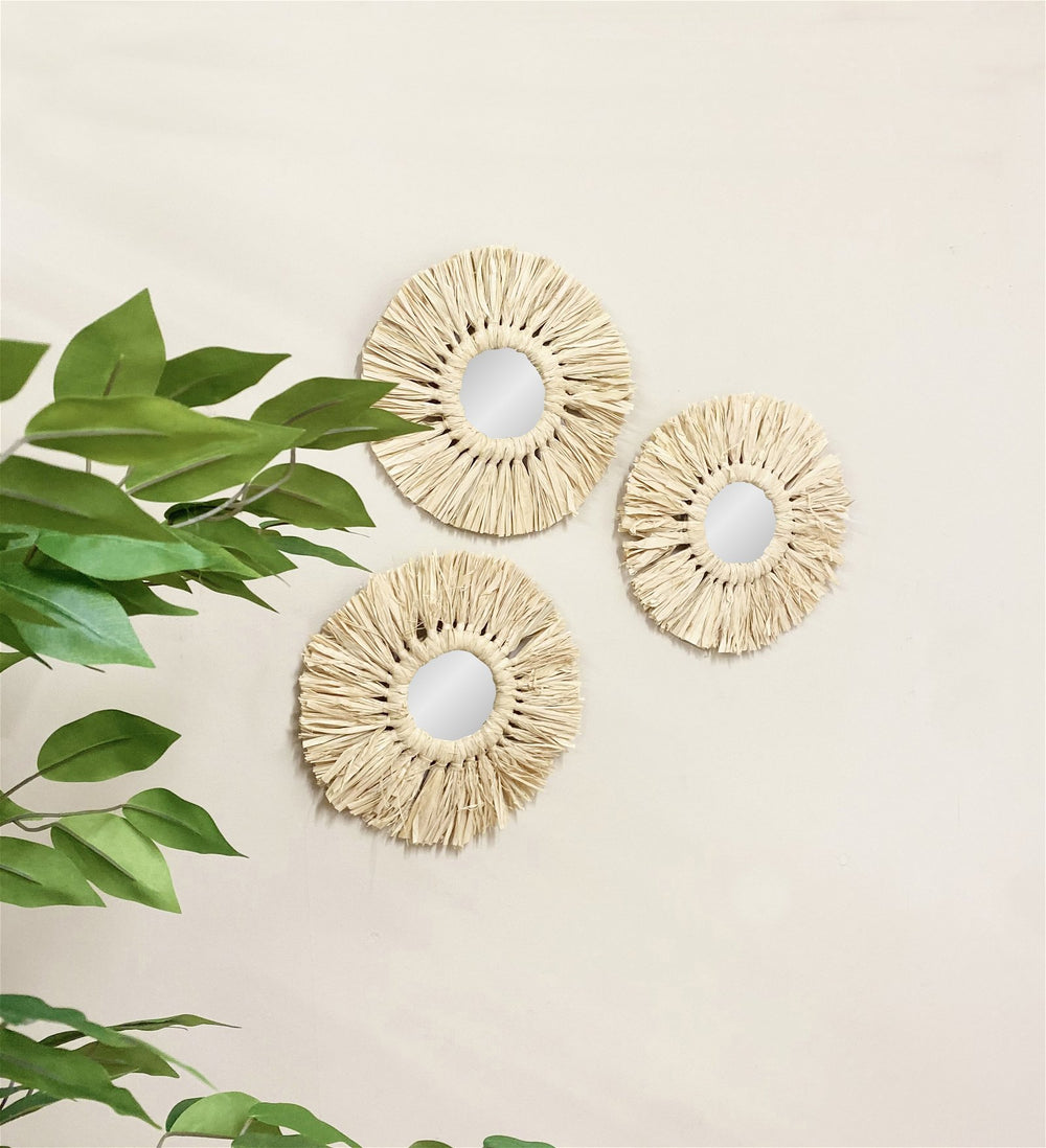 Set of Three Dried Grass Mirrors - Smiddy Furniture-2