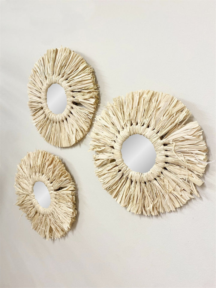 Set of Three Dried Grass Mirrors - Smiddy Furniture-3