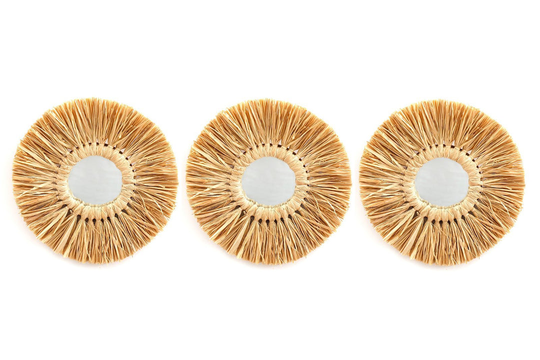 Set of Three Dried Grass Mirrors - Smiddy Furniture-1