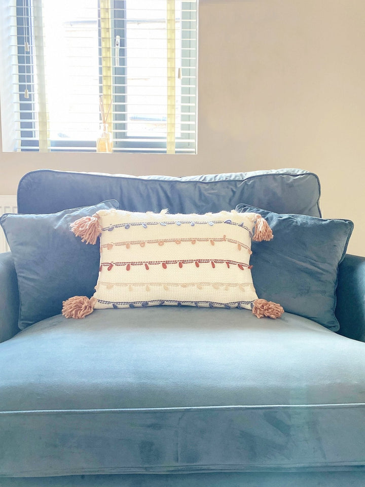 Striped Rectangle Cushion With Tassles - Smiddy Furniture-3
