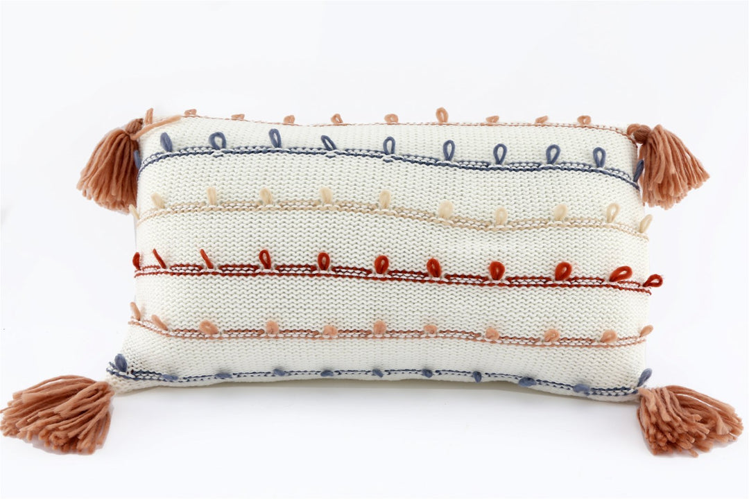 Striped Rectangle Cushion With Tassles - Smiddy Furniture-1