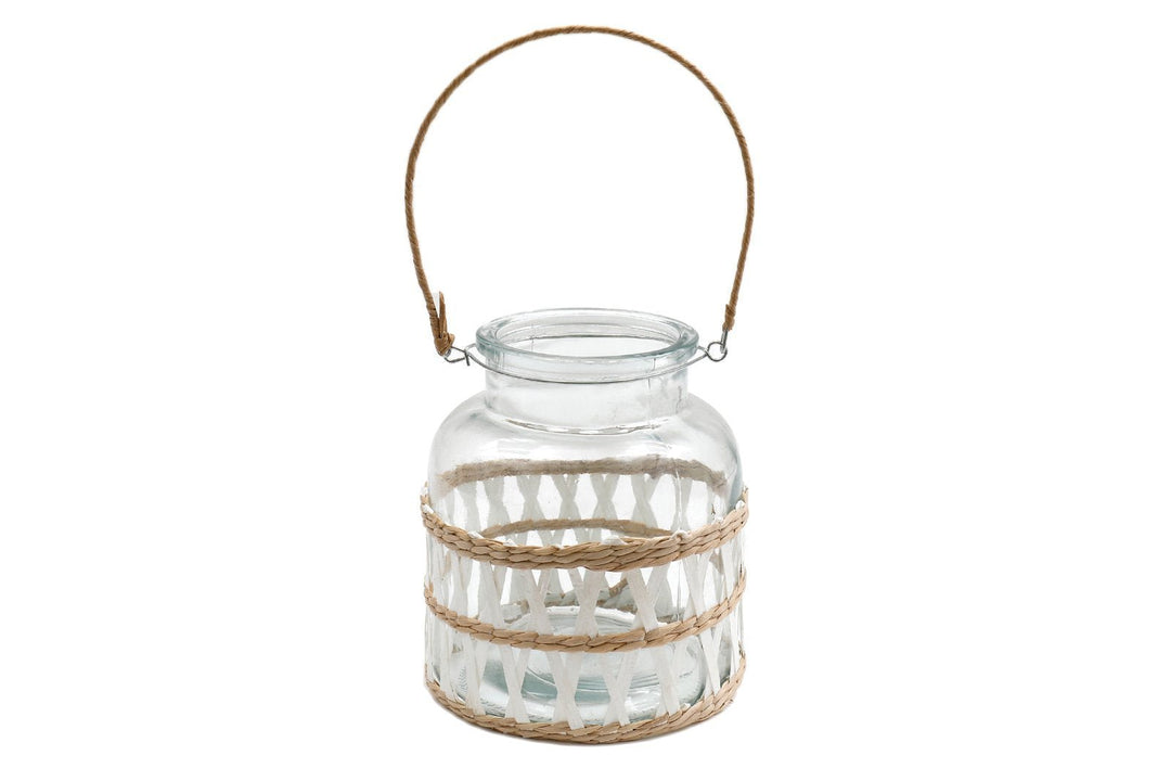 Candle Lantern with Weave - Smiddy Furniture-1