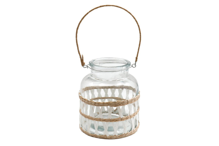 Candle Lantern with Weave - Smiddy Furniture-1