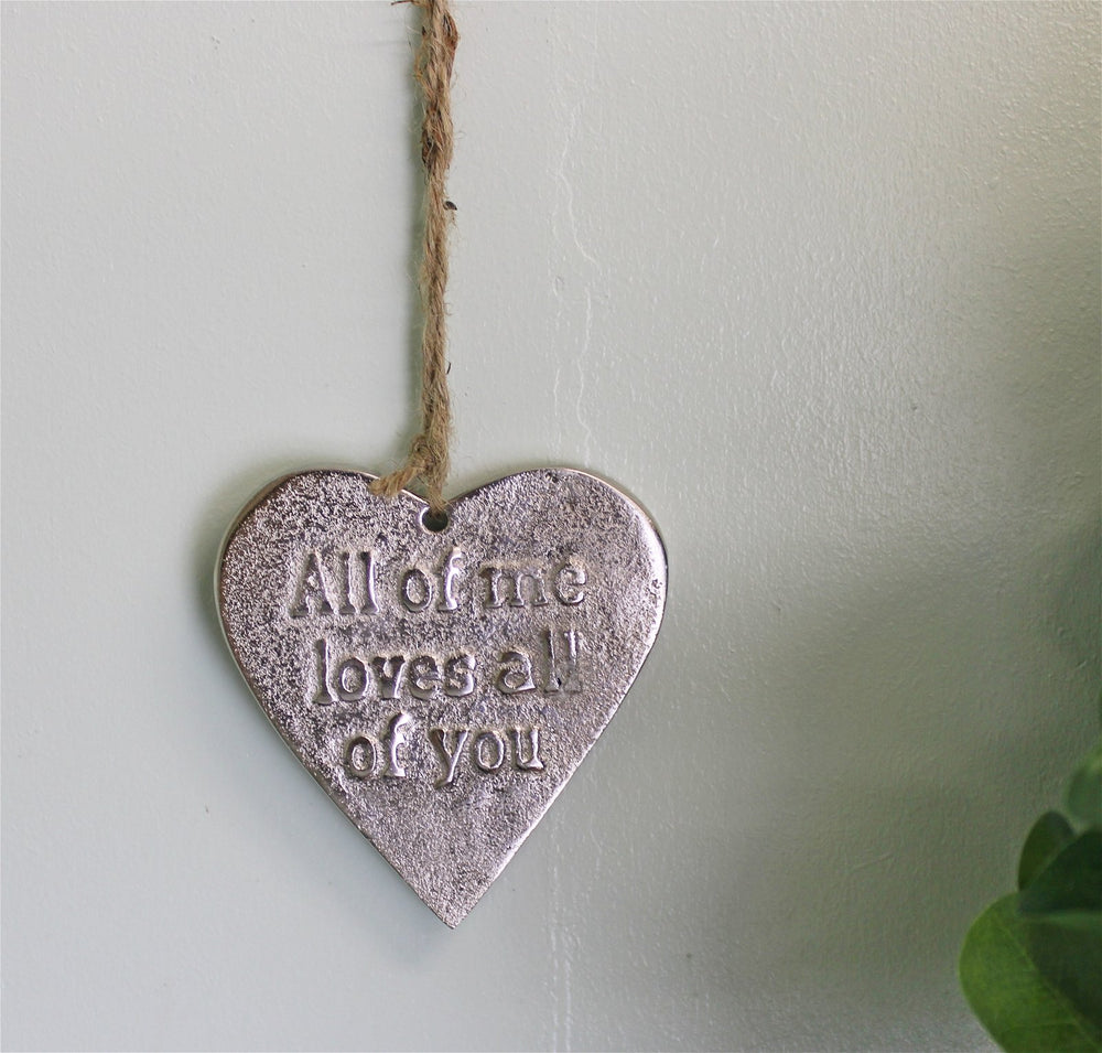 Small Hanging Silver Heart with Love Quote - Smiddy Furniture-2
