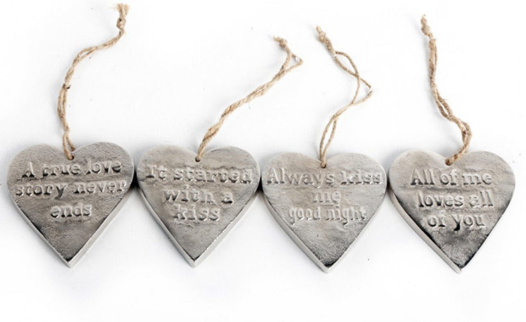 Small Hanging Silver Heart with Love Quote - Smiddy Furniture-1