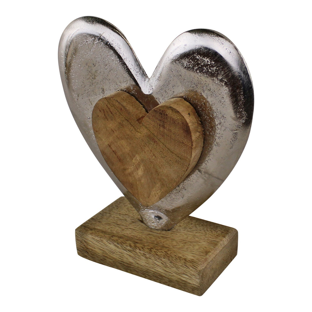 Metal and Wood Standing Heart Decoration - Smiddy Furniture-2