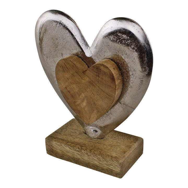 Metal and Wood Standing Heart Decoration - Smiddy Furniture-2