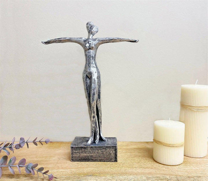Silver Standing Couple Statue - Smiddy Furniture-2