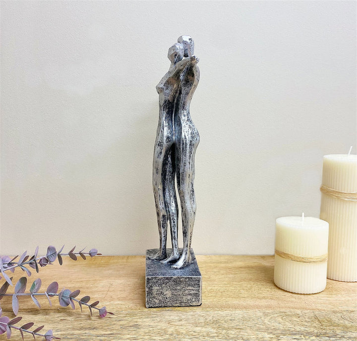 Silver Standing Couple Statue - Smiddy Furniture-3