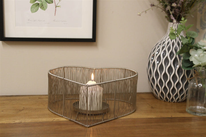Silver Heart Candle Holder - Smiddy Furniture-3