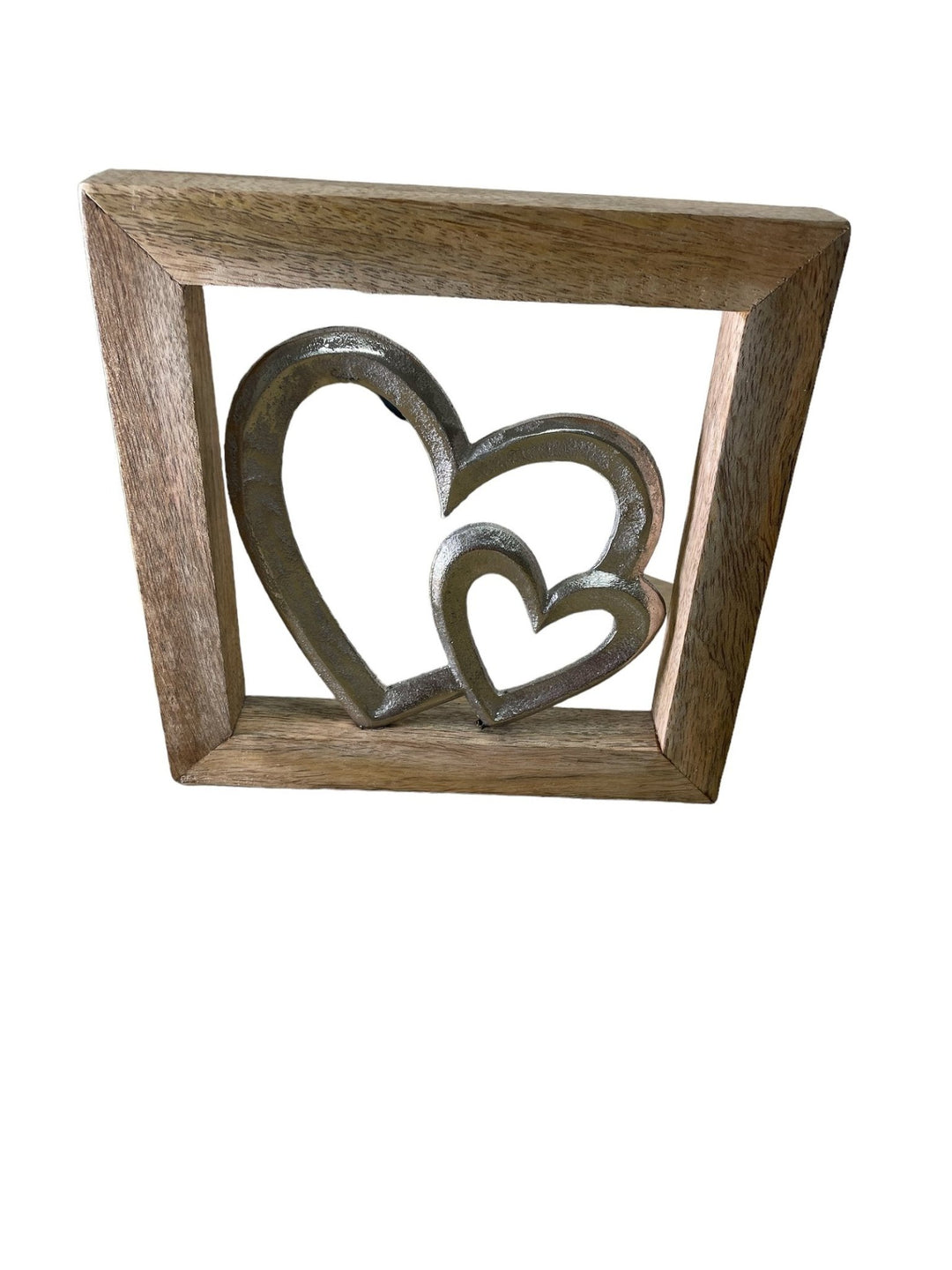 Wooden Framed Metal Hearts, 20cm - Smiddy Furniture-1