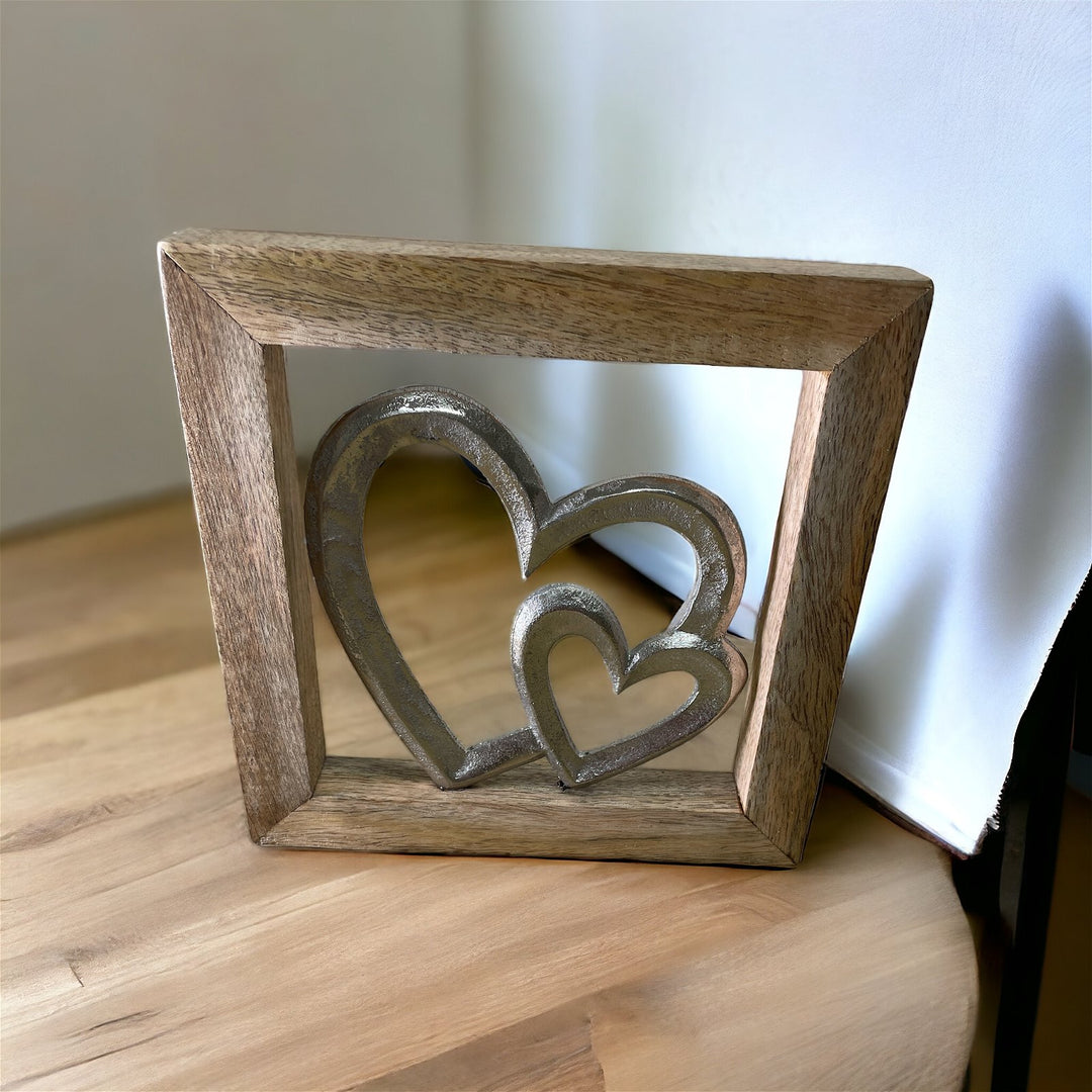 Wooden Framed Metal Hearts, 20cm - Smiddy Furniture-3