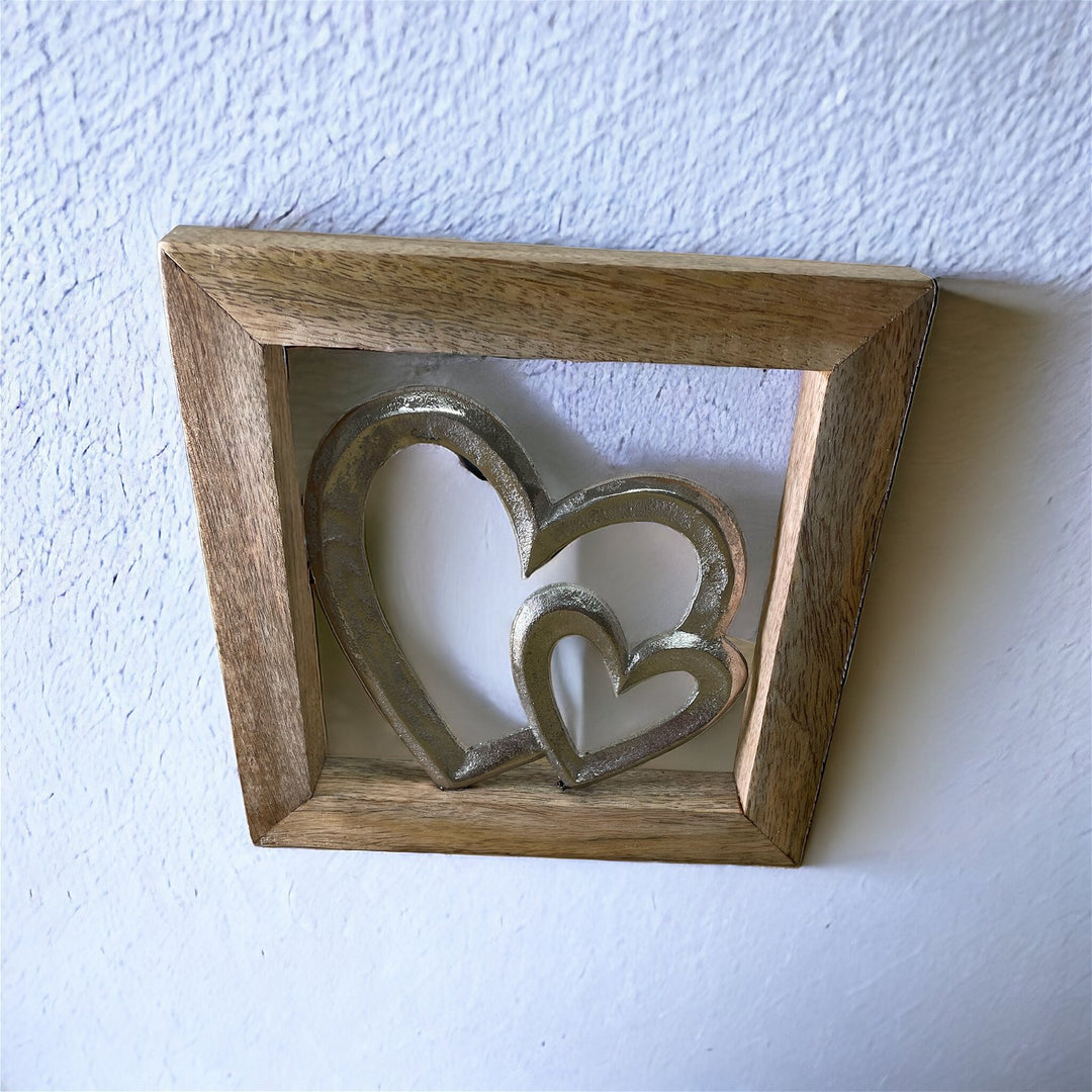 Wooden Framed Metal Hearts, 20cm - Smiddy Furniture-4
