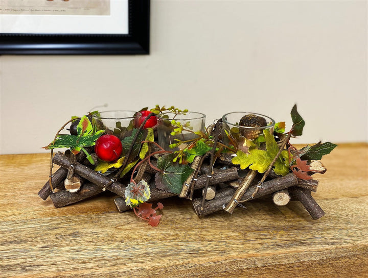 Wood And Fauna Triple Tea Light Holder - Smiddy Furniture-3