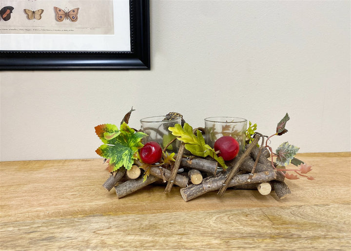 Wood And Fauna Double Tea light Holder - Smiddy Furniture-3