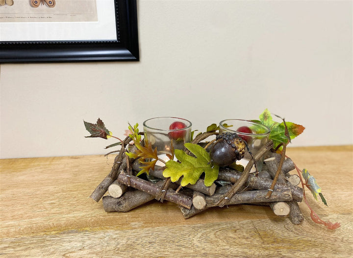 Wood And Fauna Double Tea light Holder - Smiddy Furniture-4