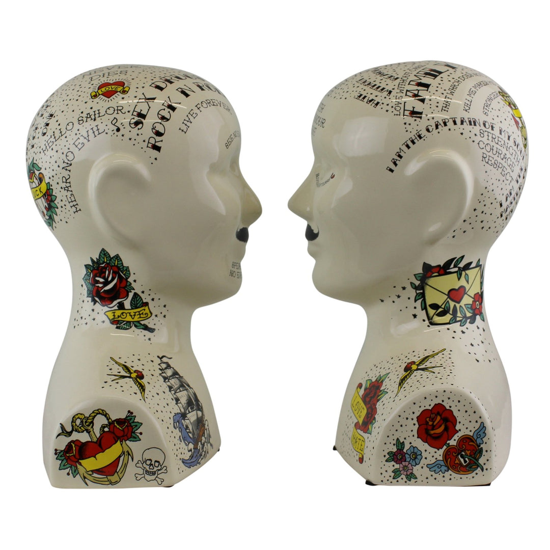Ornamental Ceramic Phrenology Bookends - Smiddy Furniture-2