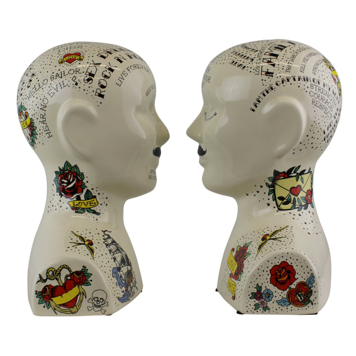 Ornamental Ceramic Phrenology Bookends - Smiddy Furniture-2