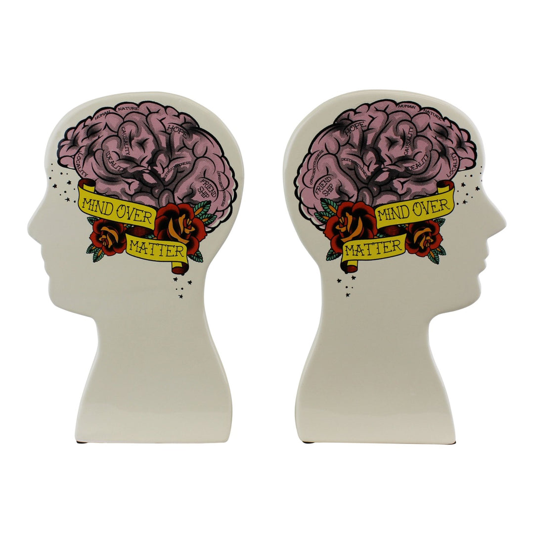 Ornamental Ceramic Phrenology Bookends - Smiddy Furniture-1