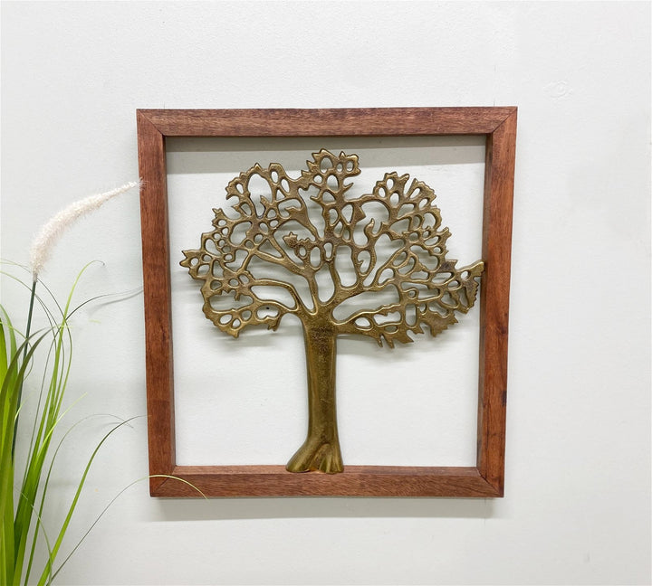 Brass Tree Of Life In Wooden Frame - Smiddy Furniture-2