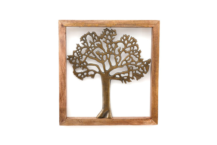 Brass Tree Of Life In Wooden Frame - Smiddy Furniture-1