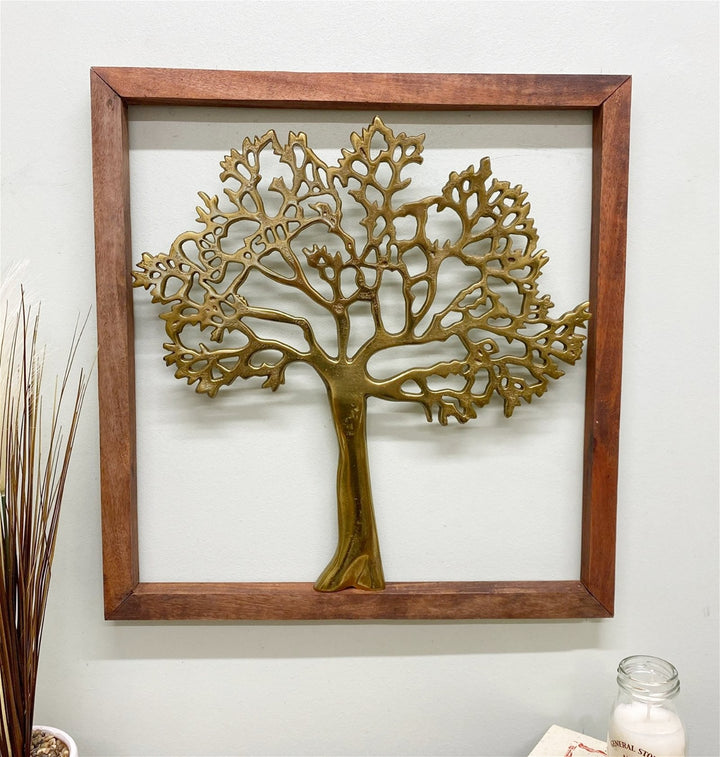 Gold Tree Of Life In Wooden Frame-Smiddy Furniture