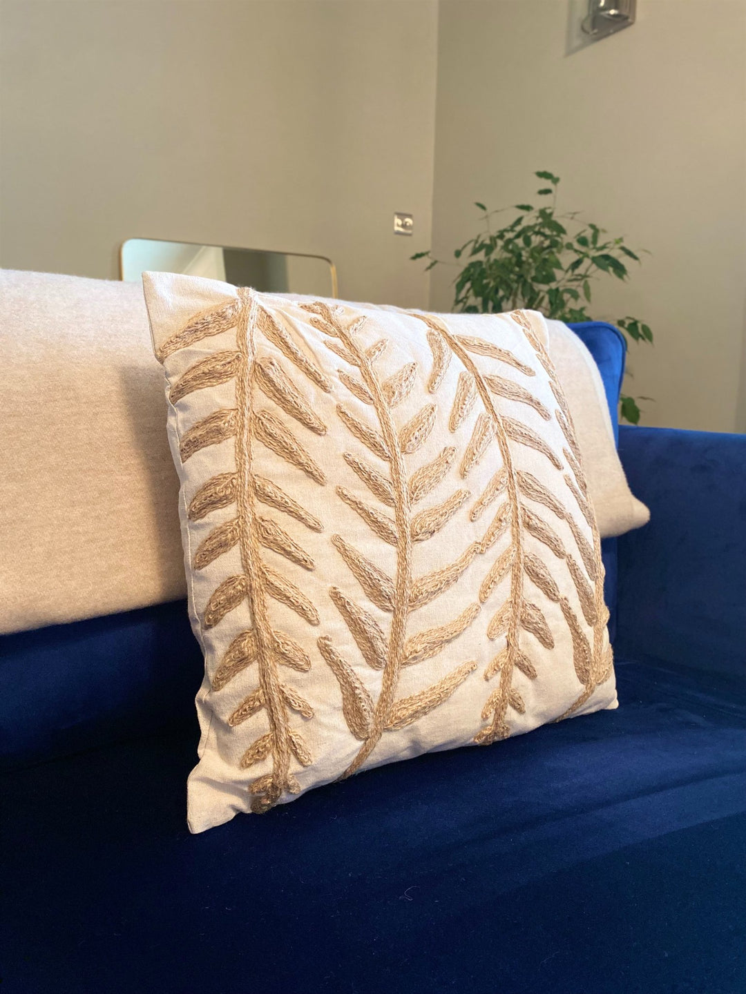 Linen Embroidered Square Scatter Cushion - Smiddy Furniture-4