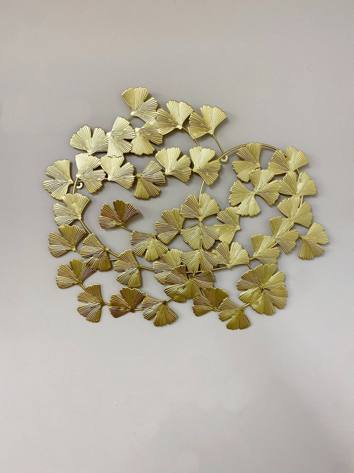 Gold Metal Lotus Leaf Wall Art 50cm - Smiddy Furniture-3