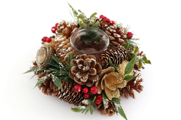Fir Cone & Berry Botanical Tea Light Holder - Smiddy Furniture-1