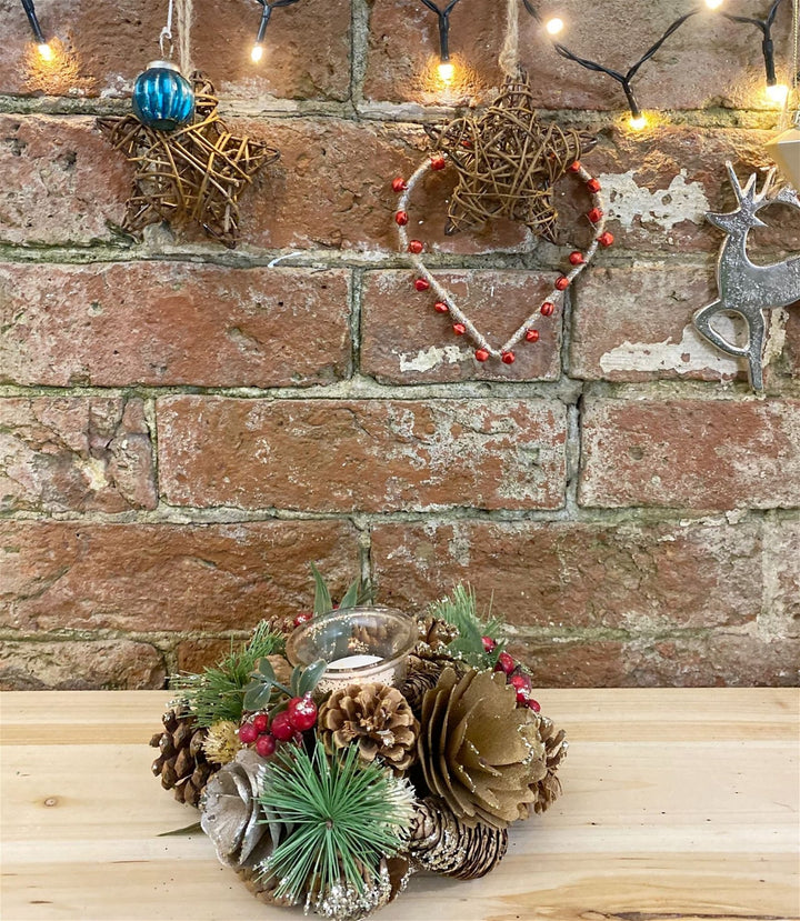 Fir Cone & Berry Botanical Tea Light Holder - Smiddy Furniture-3