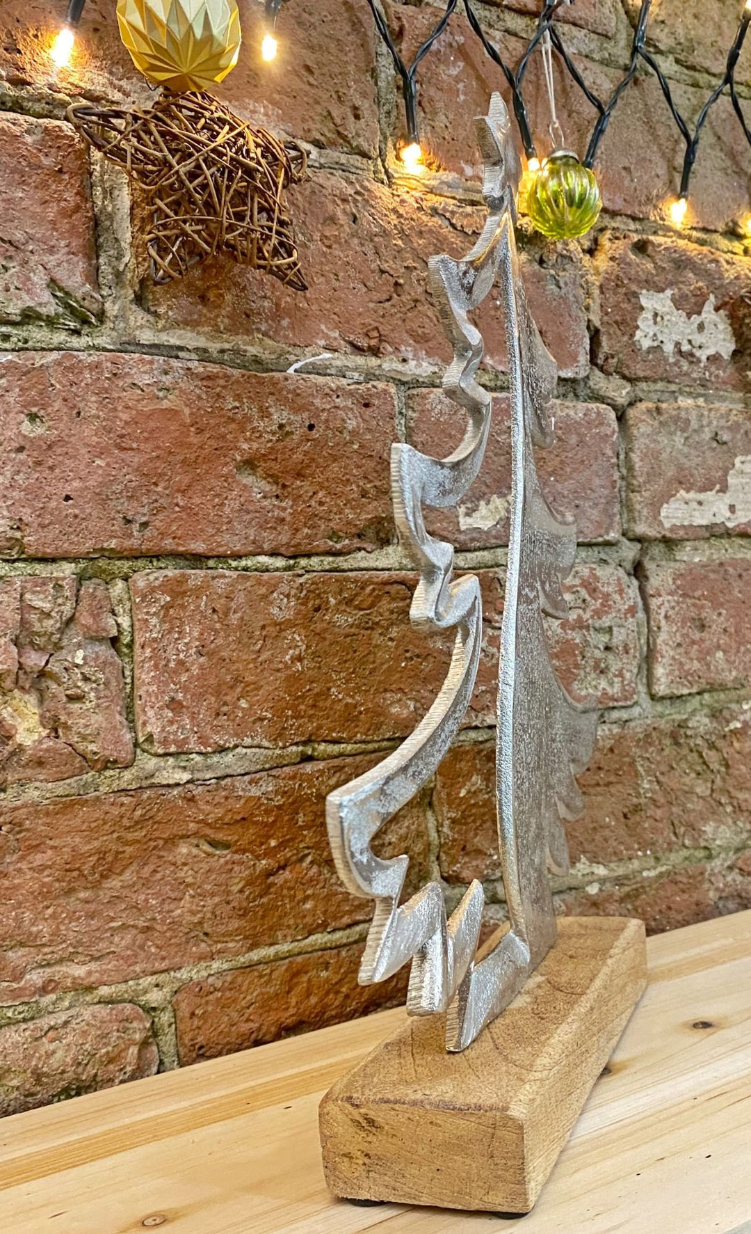 Silver Metal Tree On Wood Base - Smiddy Furniture-3