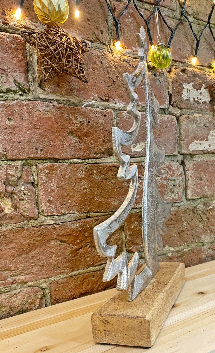 Silver Metal Tree On Wood Base - Smiddy Furniture-3
