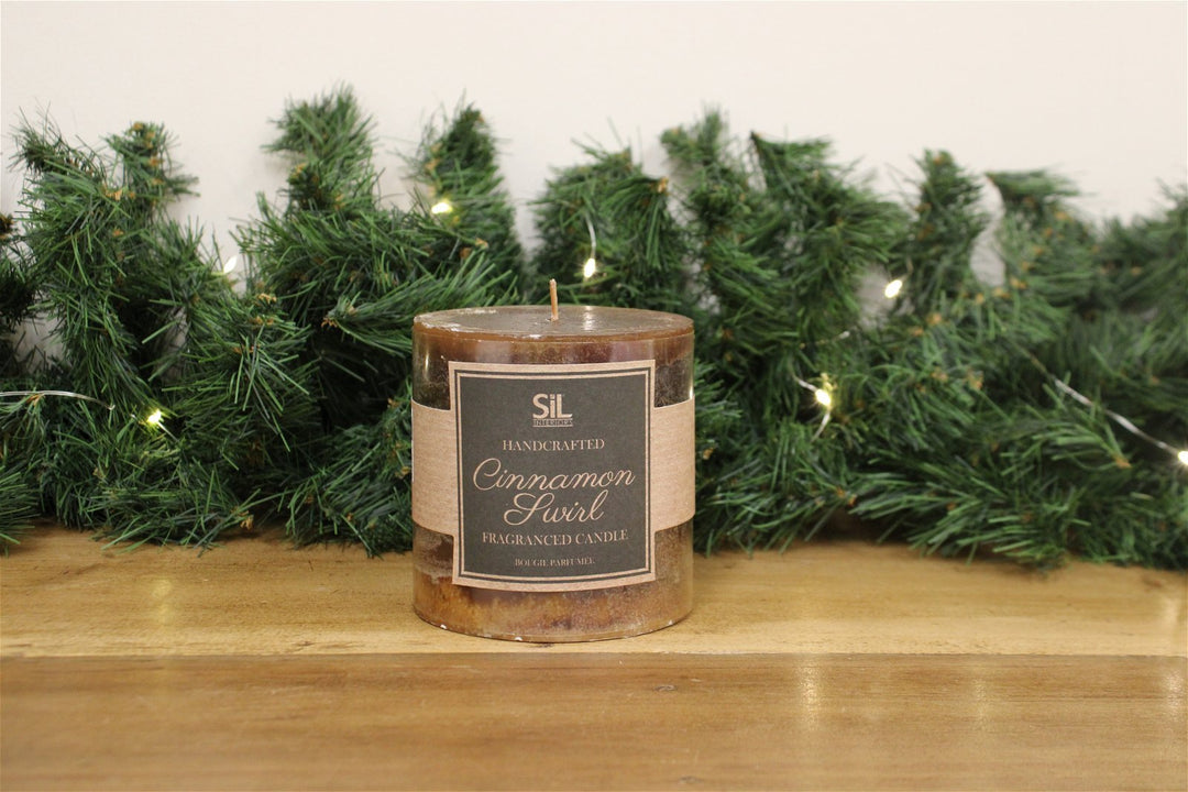 Cinnamon Swirl Ombre Pillar Candle Short - Smiddy Furniture-2