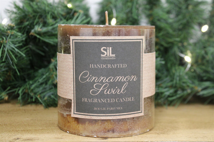 Cinnamon Swirl Ombre Pillar Candle Short - Smiddy Furniture-3