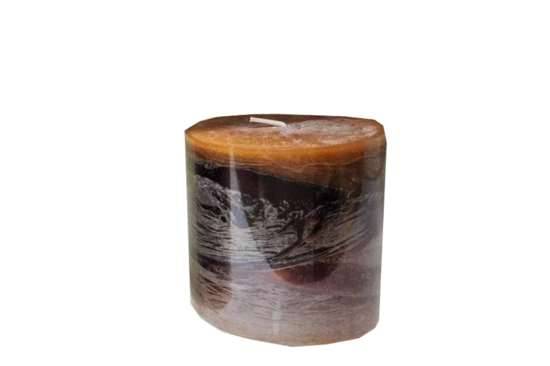 Cinnamon Swirl Ombre Pillar Candle Short - Smiddy Furniture-1