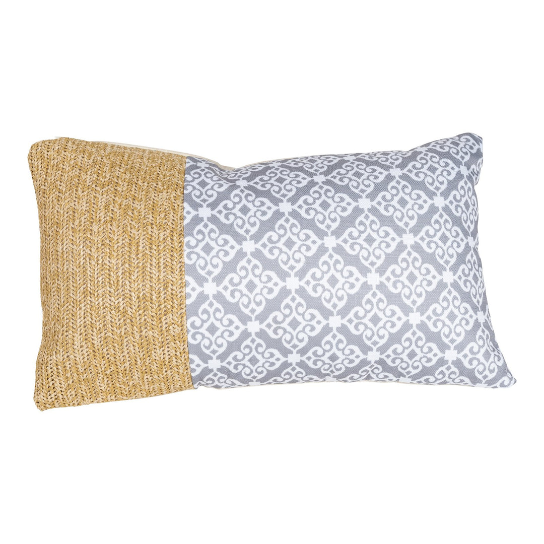 Serenity Print Rectangular Cushion Grey 50cm - Smiddy Furniture-1