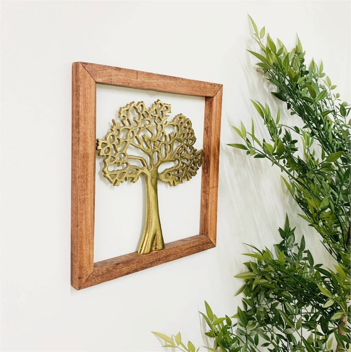 Gold Wall Hanging Tree In Wooden Frame - Smiddy Furniture-2