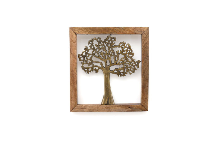Gold Wall Hanging Tree In Wooden Frame - Smiddy Furniture-1